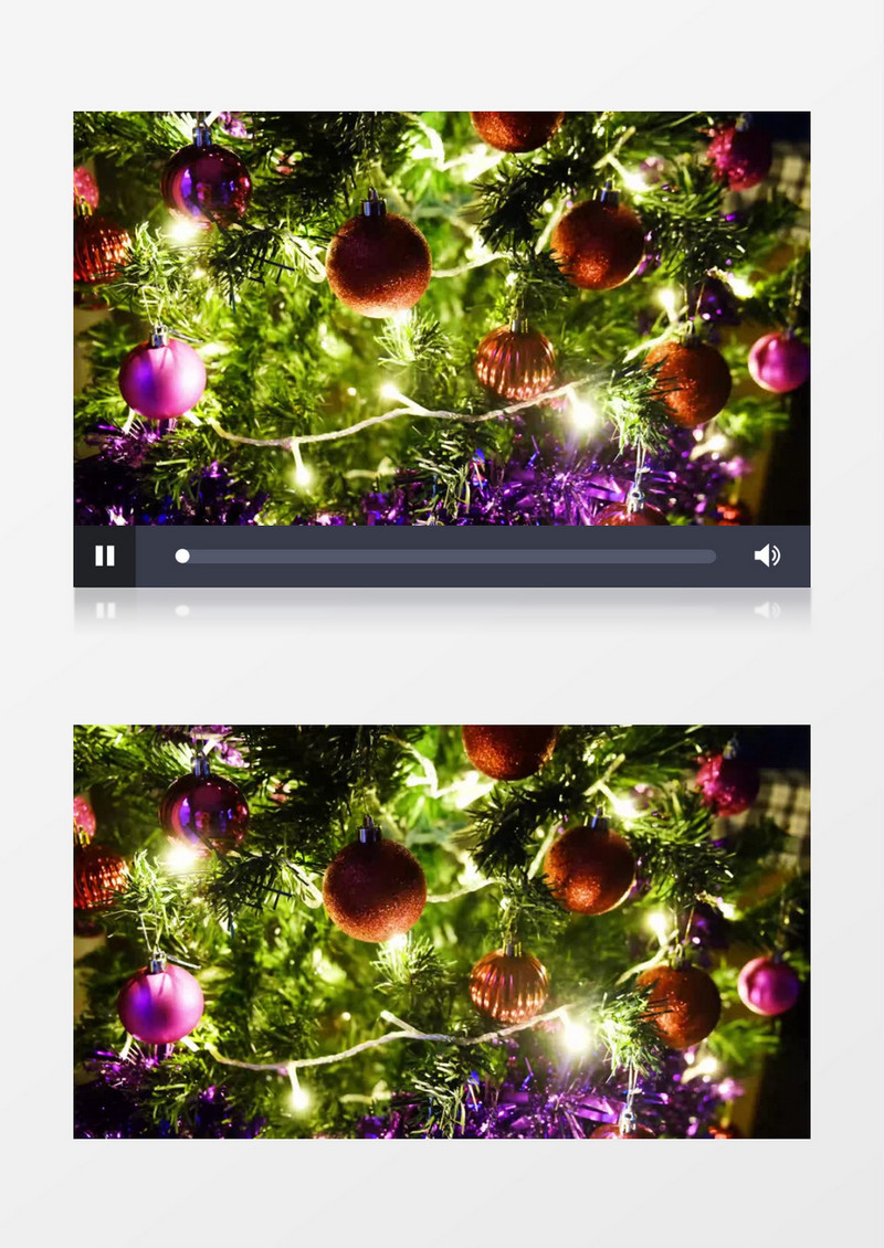 高清实拍圣诞树上闪亮的彩灯实拍视频素材