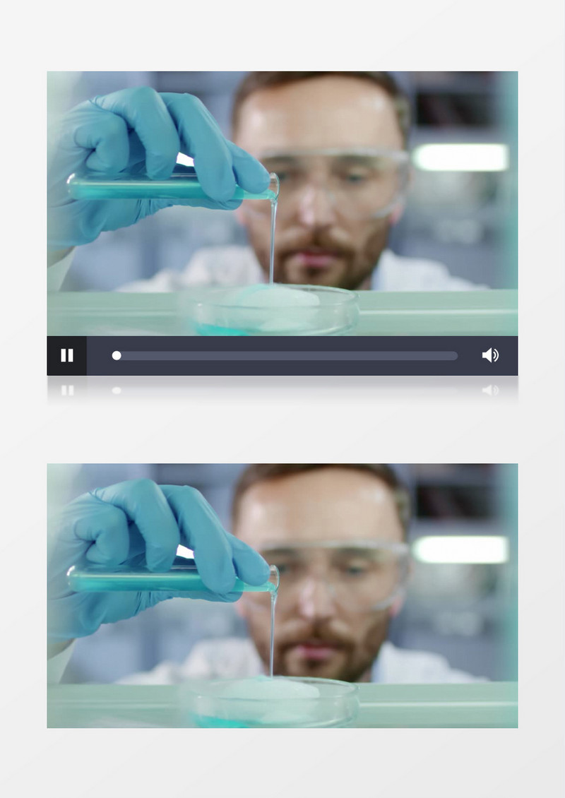 医生在培养皿中倒入淡蓝色液体实拍视频素材