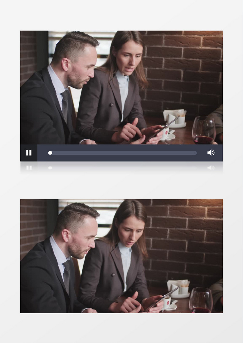 男人跟女人在咖啡厅中讨论工作实拍视频素材
