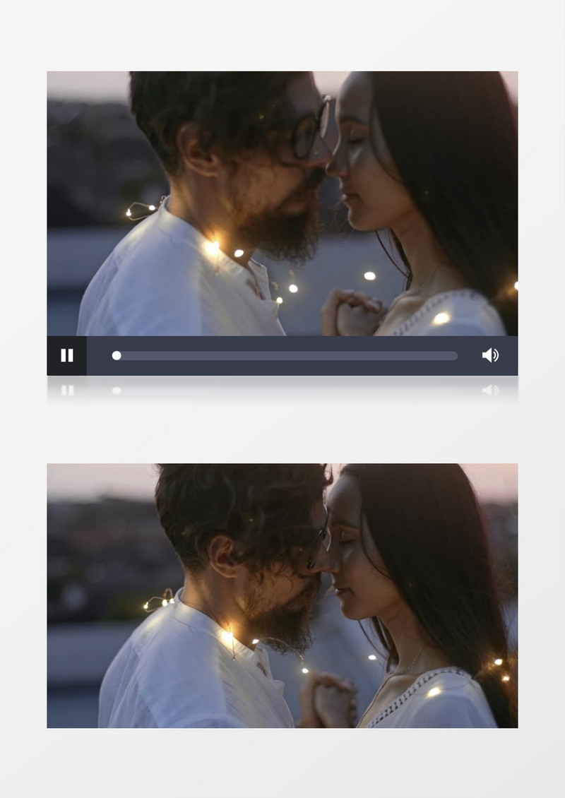 一对情侣脖子戴着小灯串亲密接吻实拍视频素材