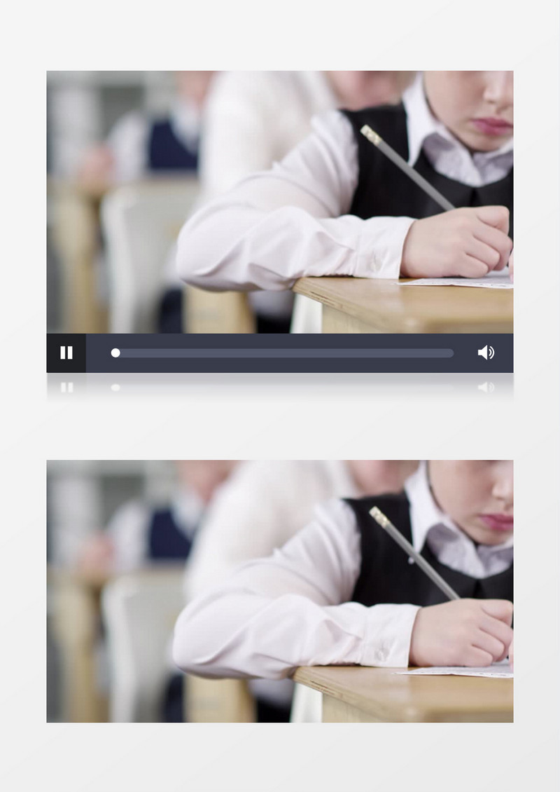 一个小学生拿着铅笔在专心的做题实拍视频素材