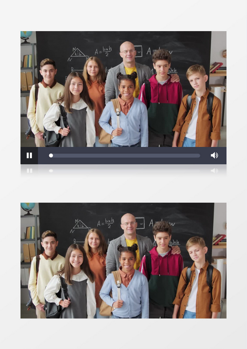 男老师和他的学生们合影留念实拍视频素材