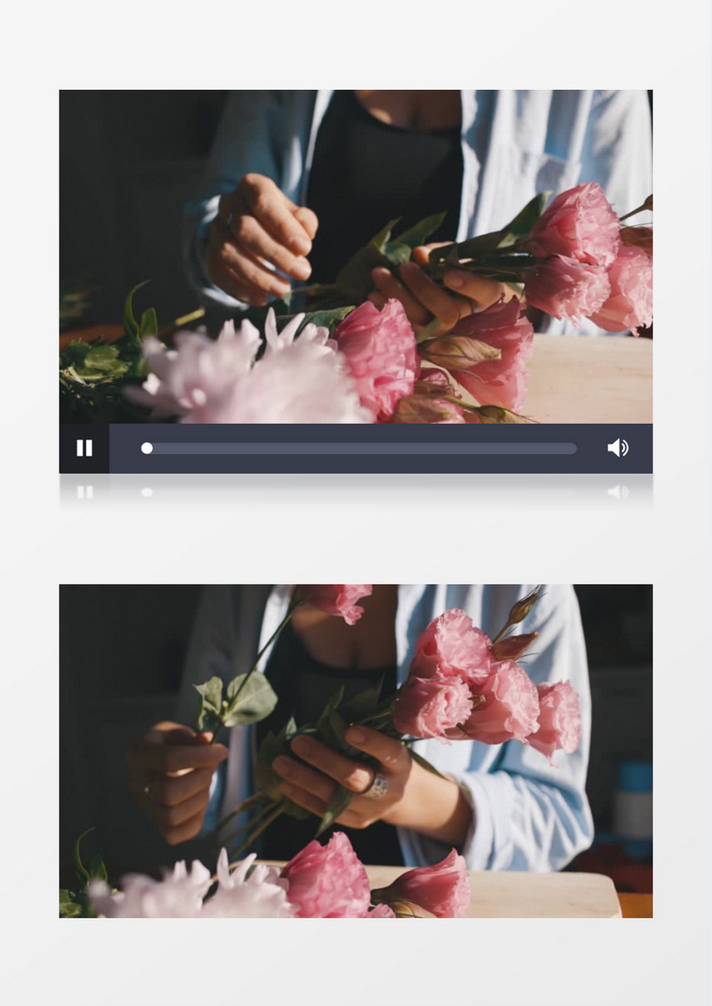 清新唯美花艺师在整理花束实拍视频素材