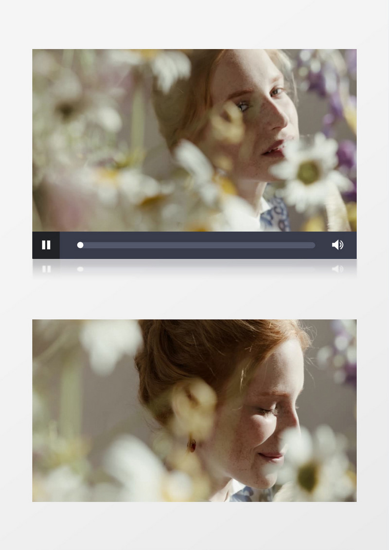 虚实手法拍摄花朵后面的女人实拍视频素材
