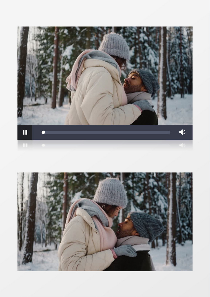 男人抱着女人在雪地里转圈实拍视频素材