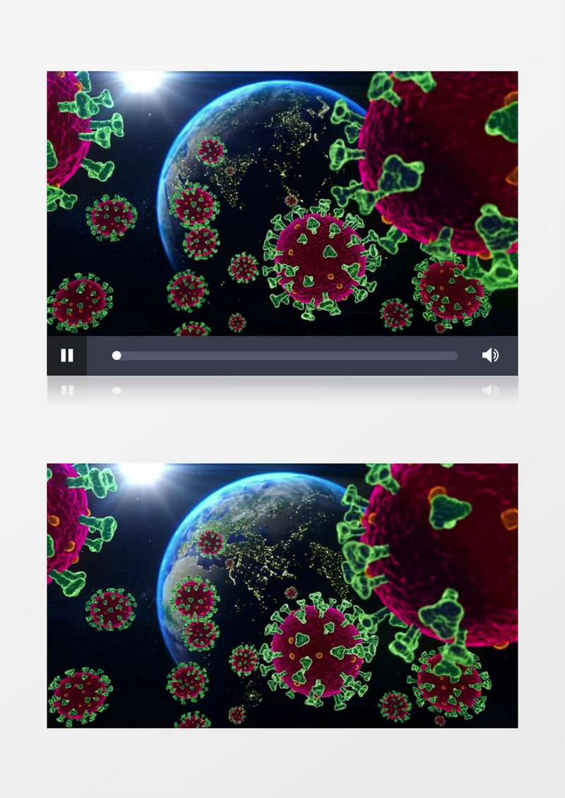 旋转的地球模型和彩色冠状病毒背景视频素材
