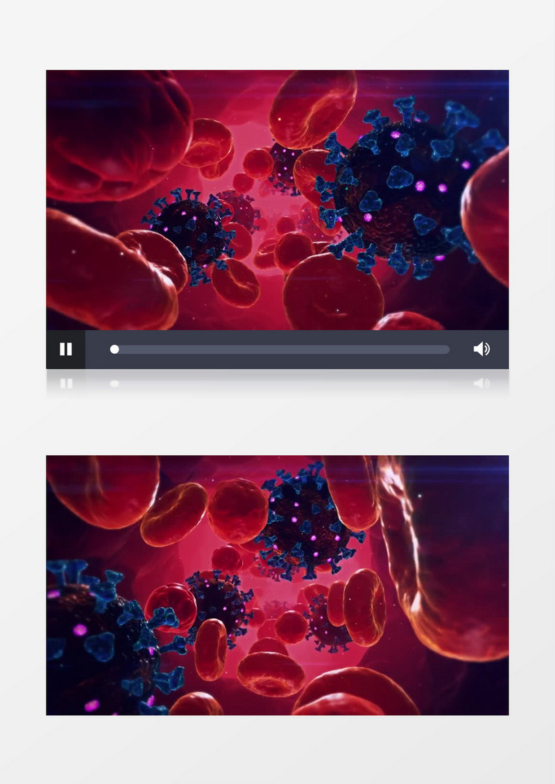 创意穿梭红细胞和冠状病毒背景视频素材