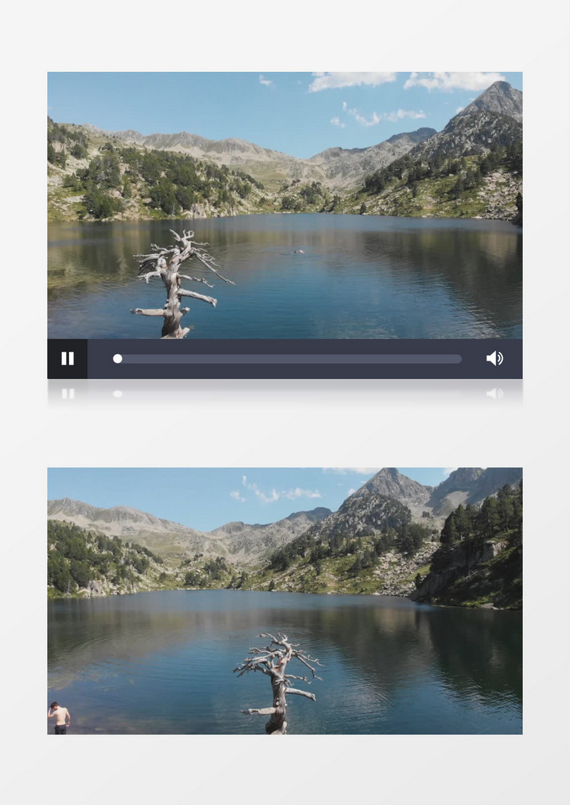 高清航拍山川中间的湖泊实拍视频素材
