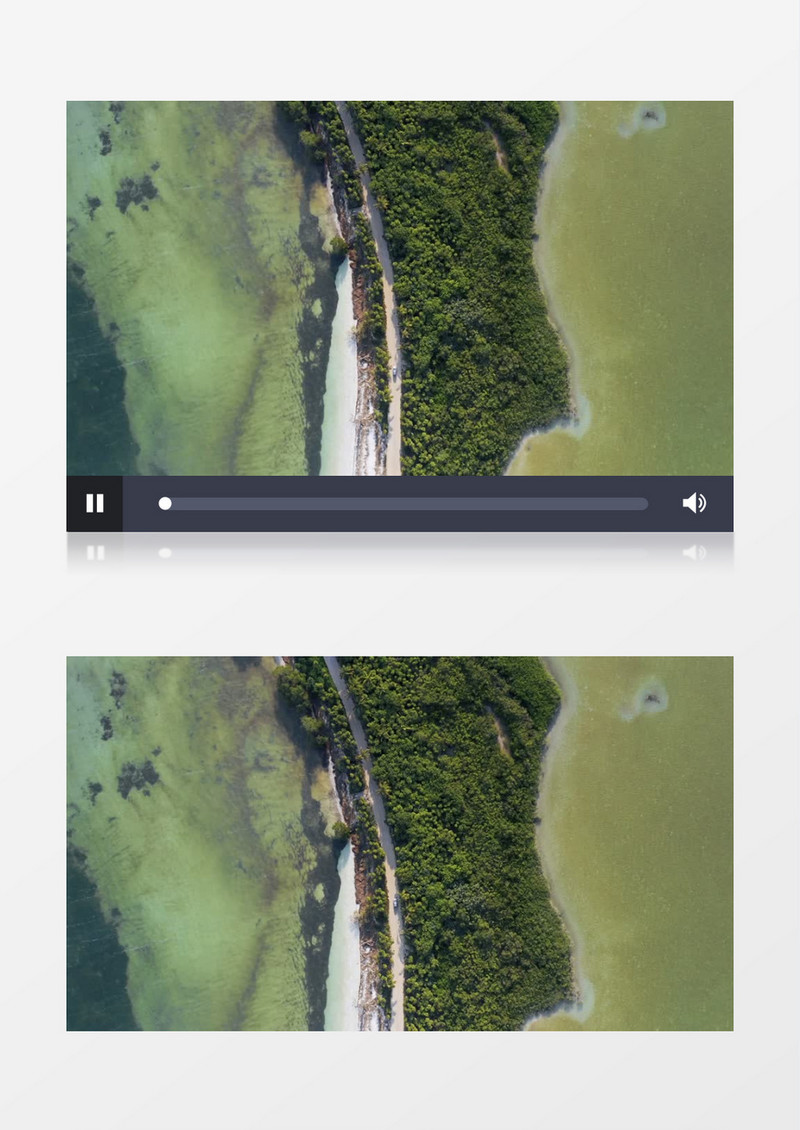 高清航拍地面的湖泊和道路两侧的植被实拍视频素材