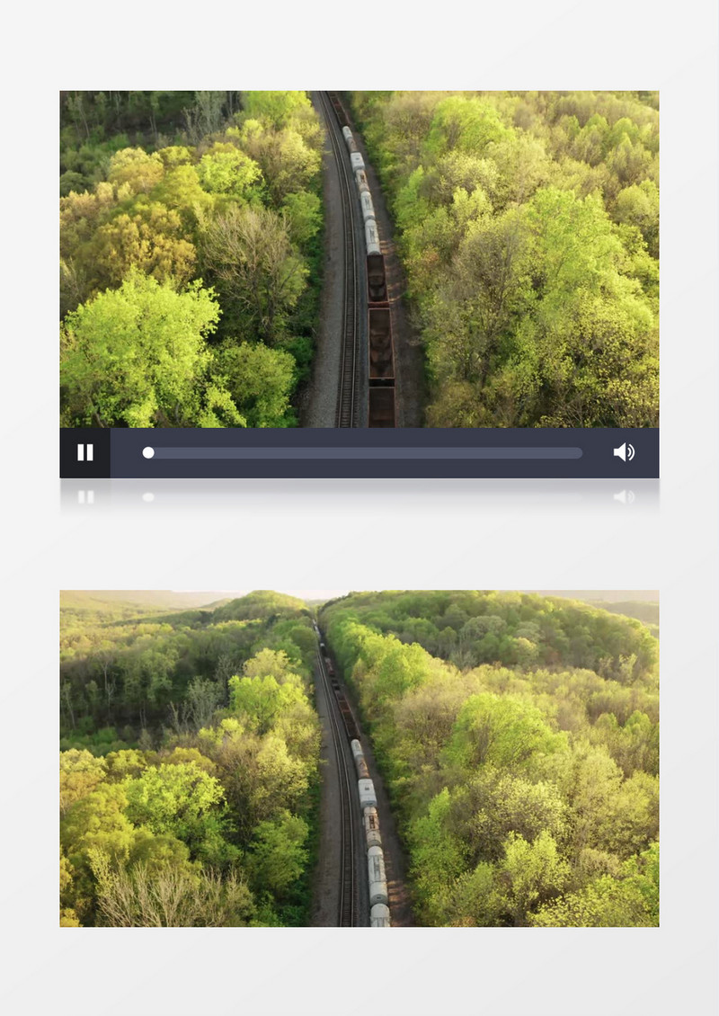 高清航拍森林中间的火车实拍视频素材