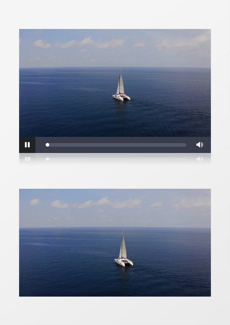 航拍一搜帆船在大海中行驶实拍视频素材