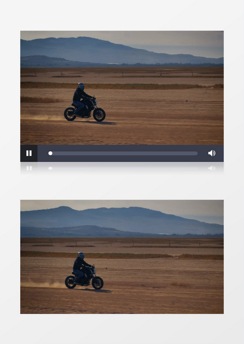 戴着头盔的人骑着摩托车在土地上骑行实拍视频素材