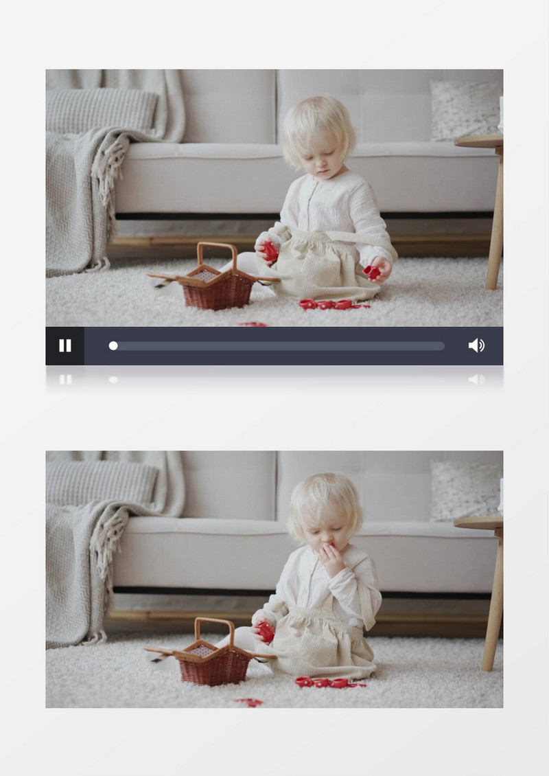 小女孩在拿着茶具假装喝水实拍视频素材