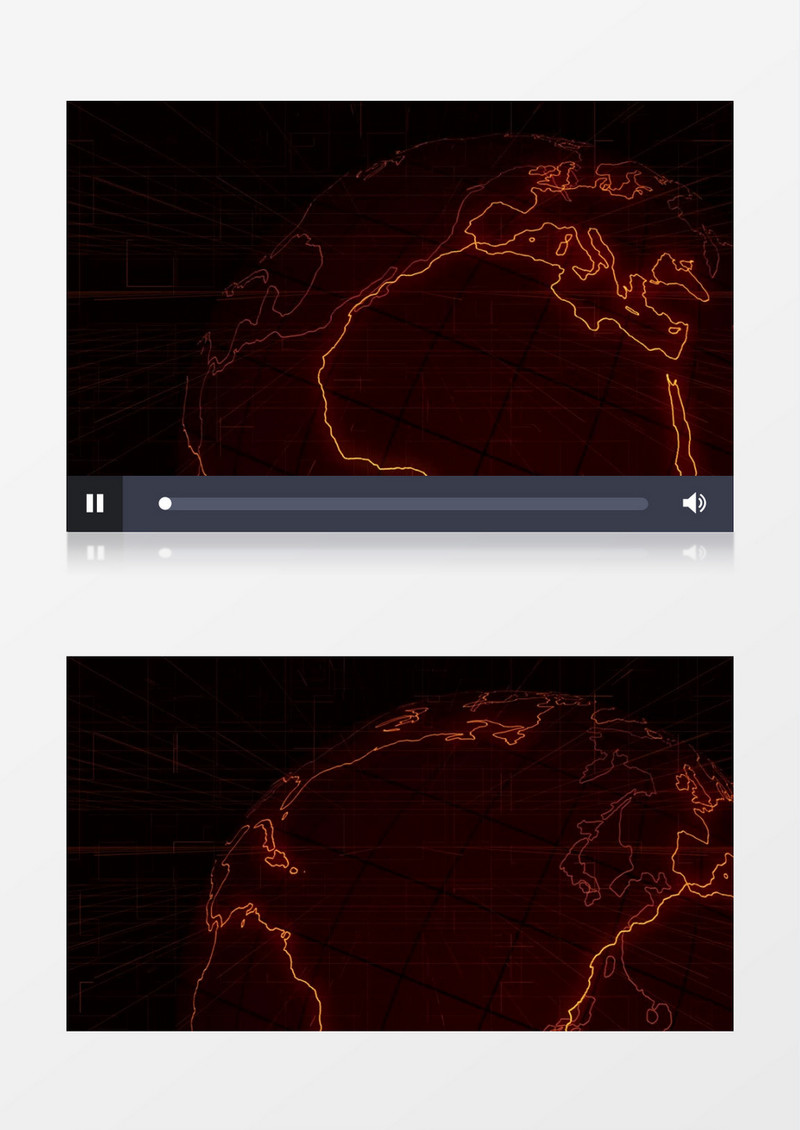 红色科技地球描边旋转背景视频
