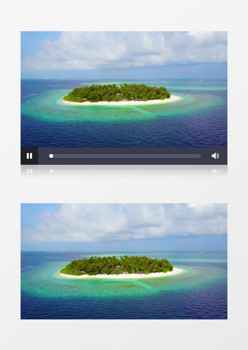航拍碧绿的海里有一座小岛实拍视频