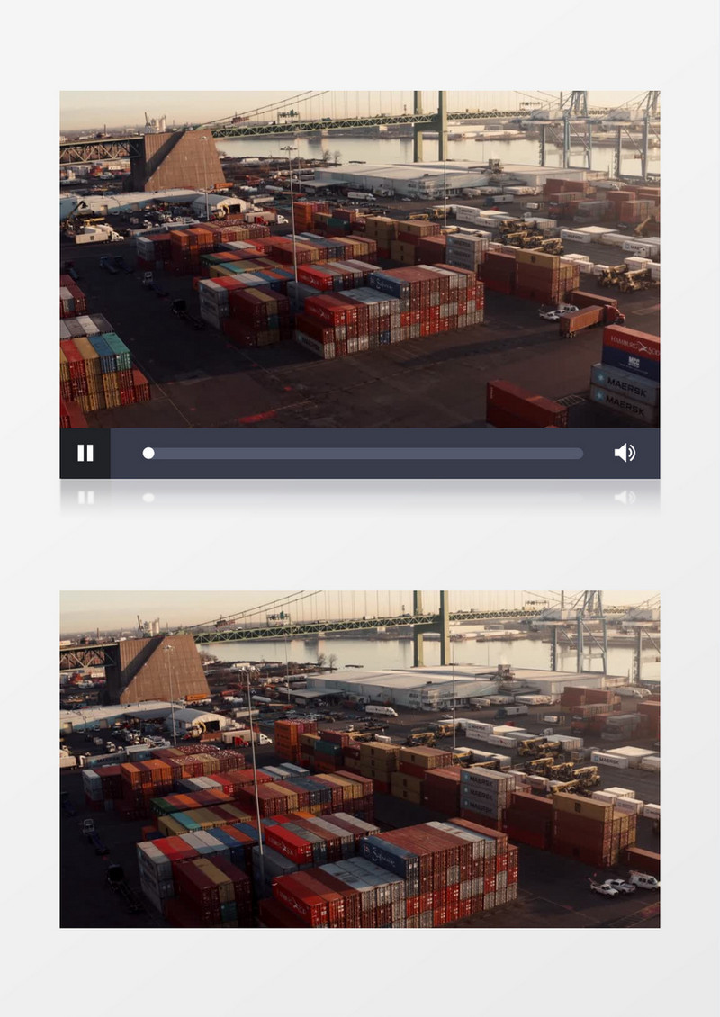 航拍工业码头港口集装箱实拍视频