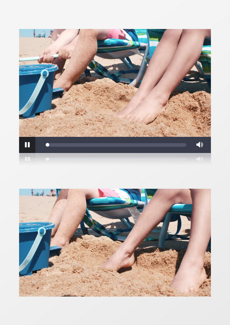 特写两个小男孩用脚玩沙子实拍视频