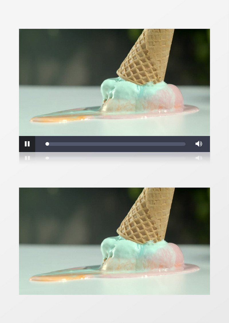 在桌子上融化掉的冰激凌实拍视频素材
