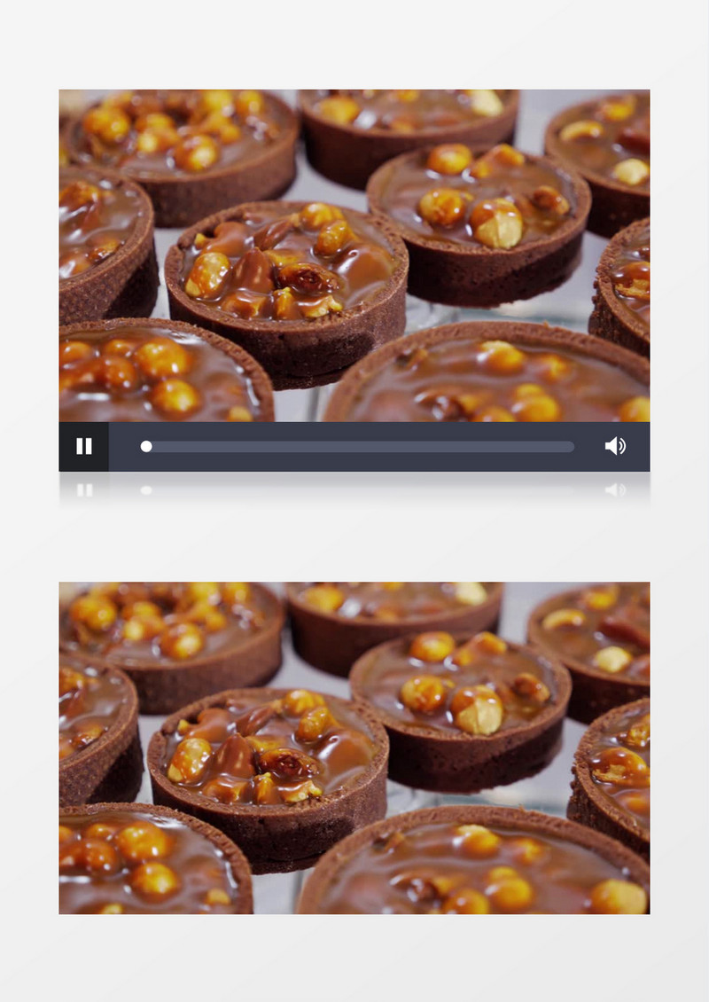 美味诱人的巧克力杏仁甜品实拍视频素材