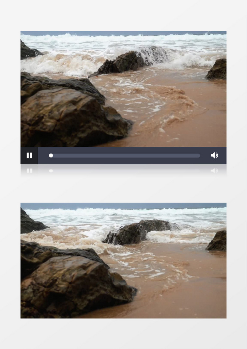 汹涌的海水拍打着岸边的礁石实拍视频素材