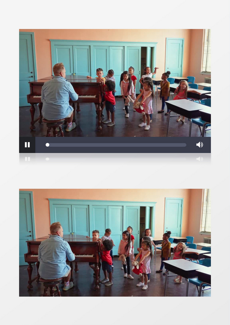 钢琴老师在给小朋友们上钢琴课实拍视频素材