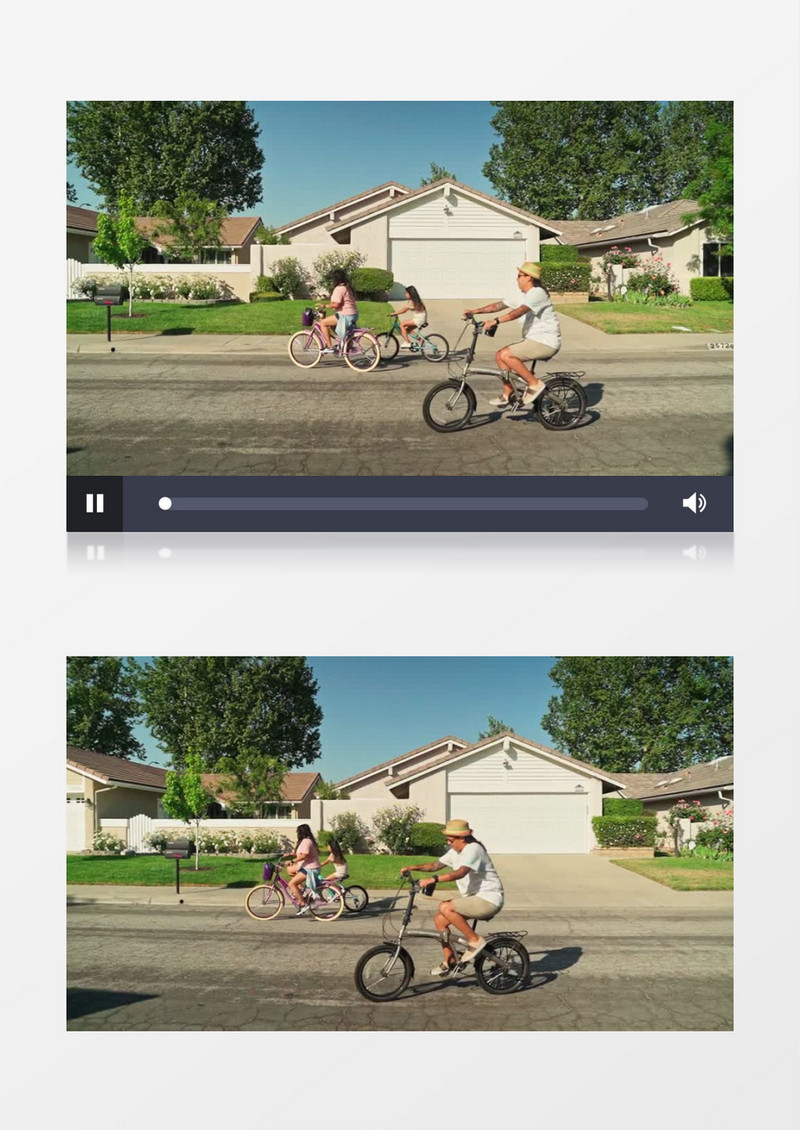 一家人在道路上骑自行车实拍视频素材