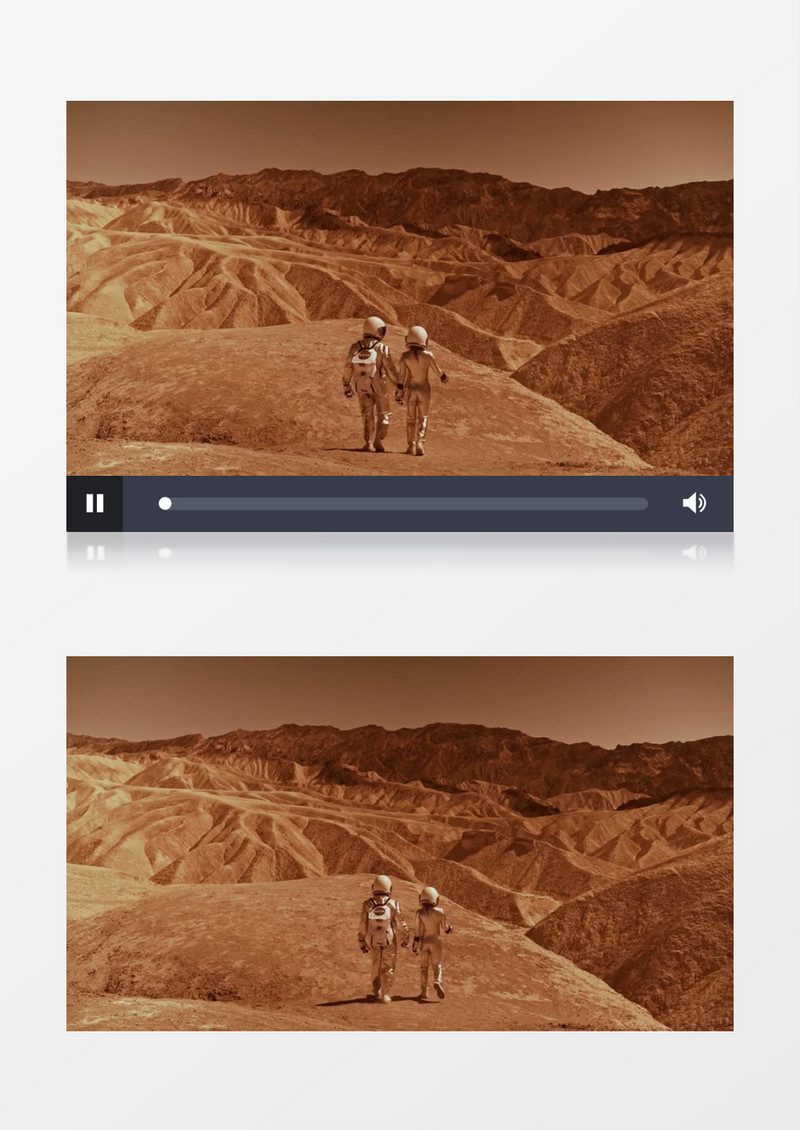 穿着太空服的男女走下一个山丘实拍视频素材