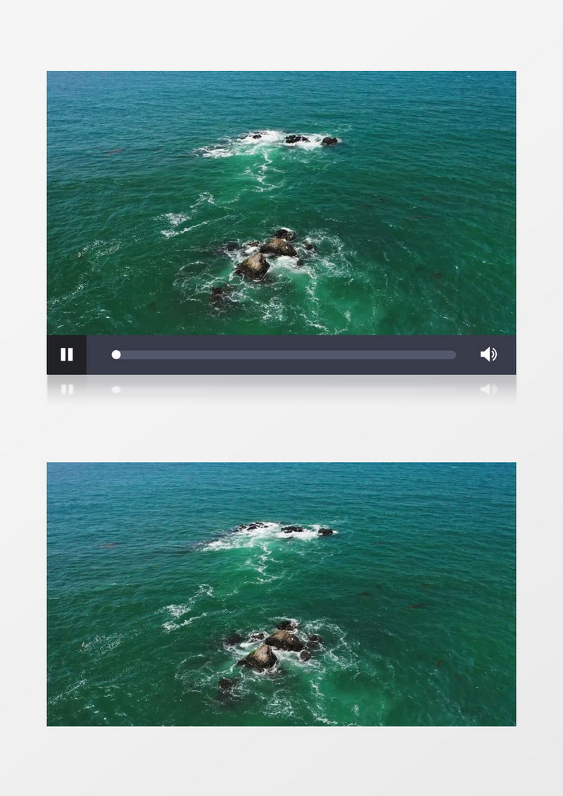 航拍海水拍打着海中的礁石实拍视频素材