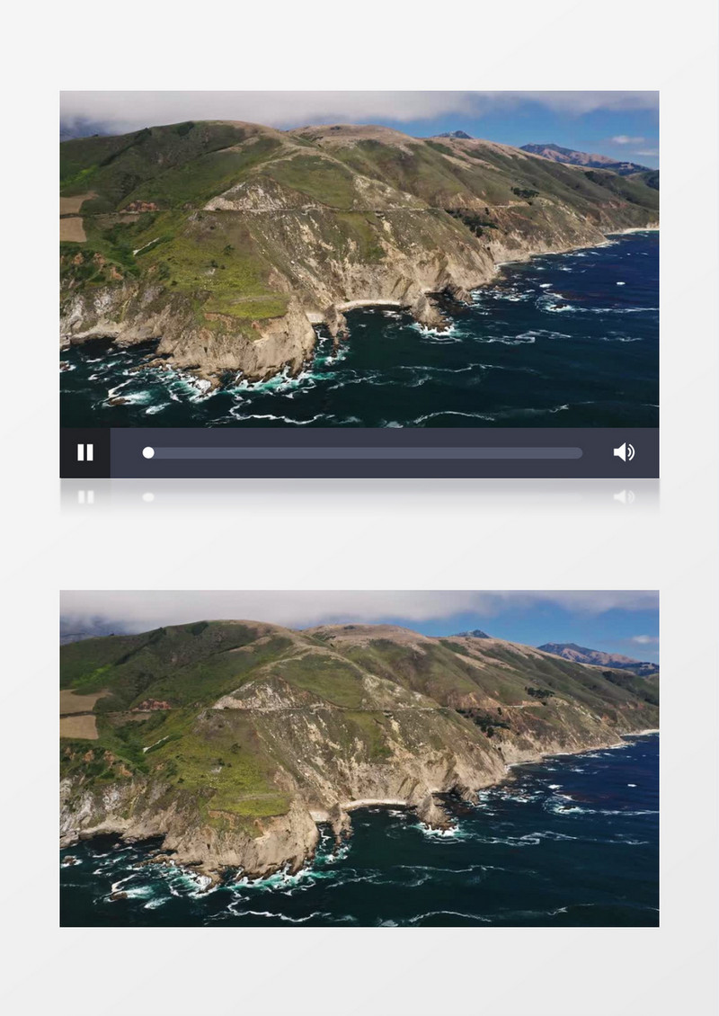 航拍海边的高山景象实拍视频素材