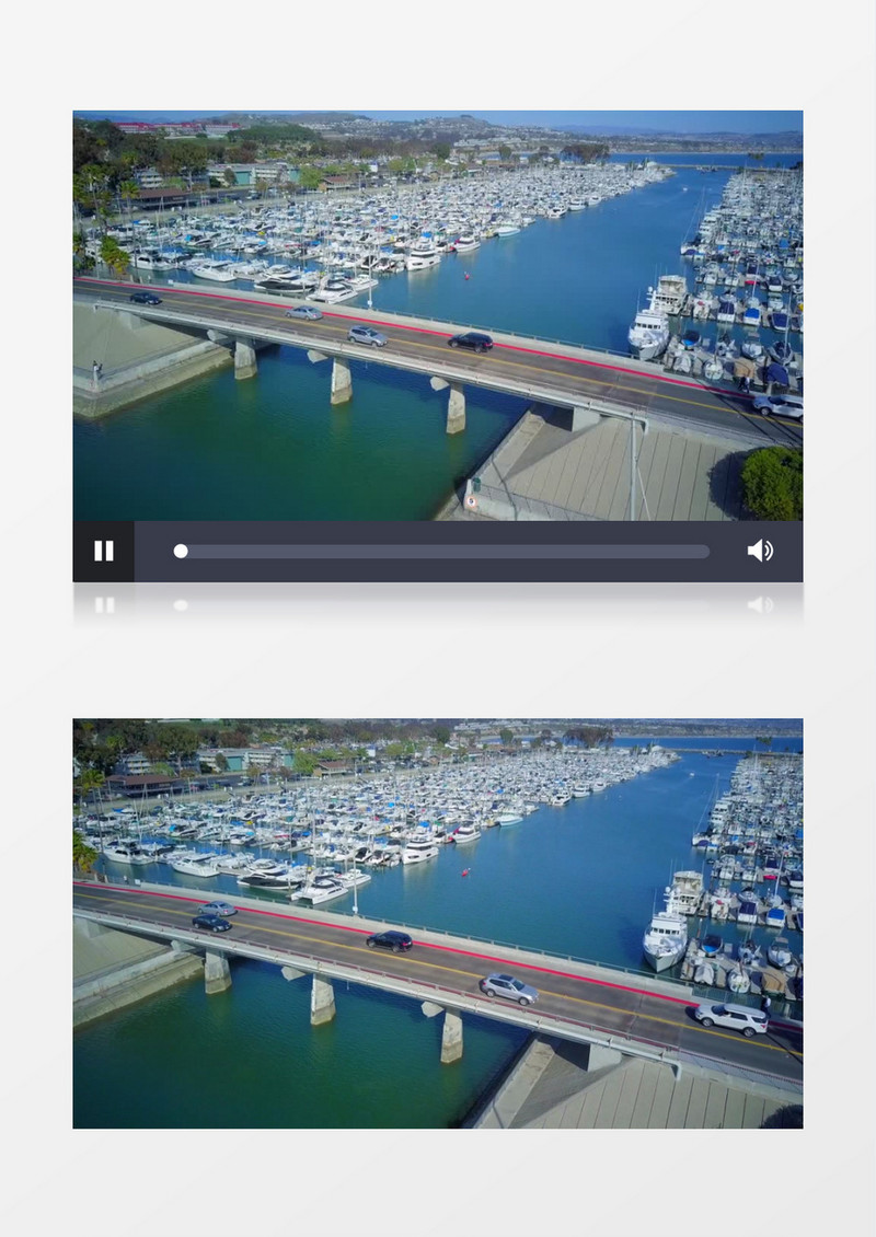 高清实拍码头的船只和桥上的车辆实拍视频素材