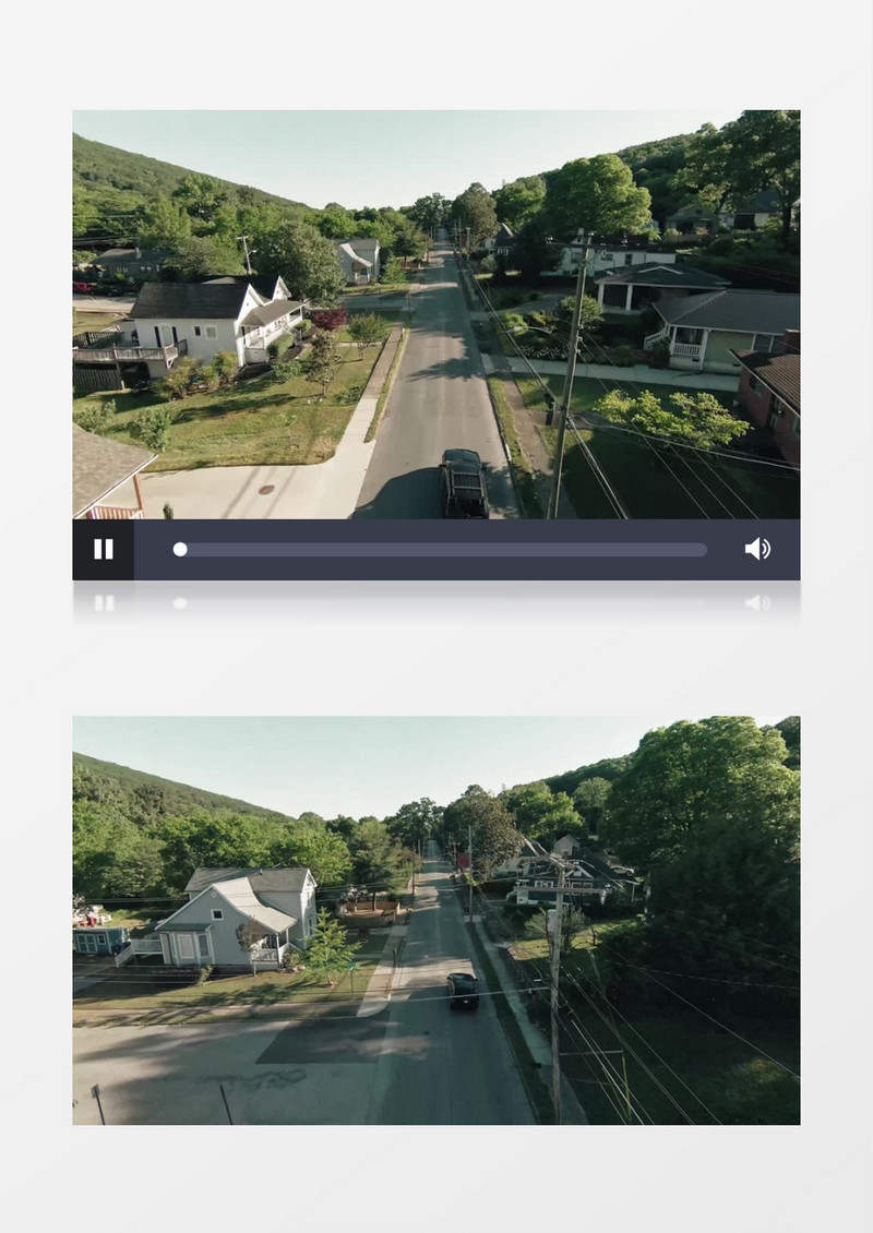 高清实拍车辆驶过小镇的道路实拍视频素材