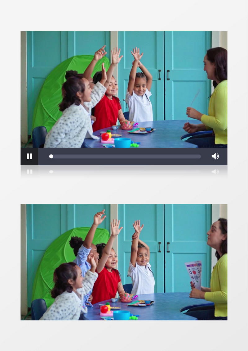 孩子们在踊跃的举手回答问题实拍视频素材