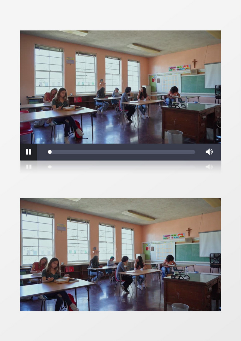 实拍学生们在教室里看书自习实拍视频素材
