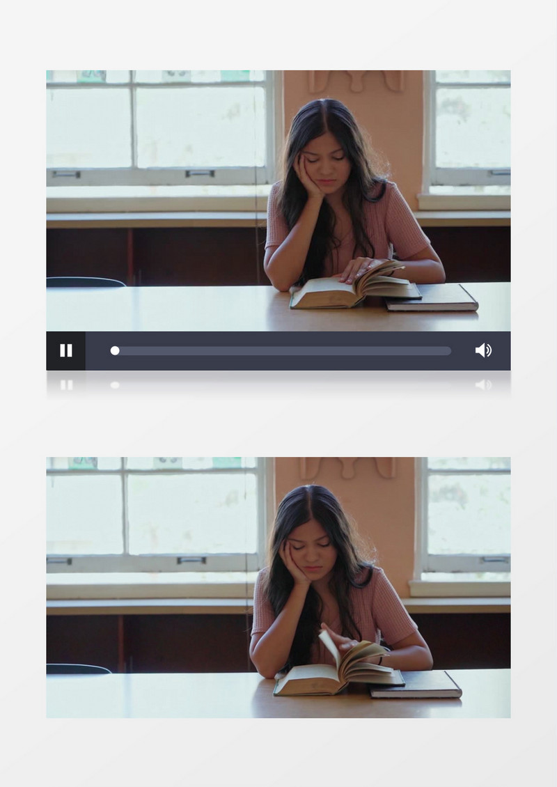 一个女孩在不开心的翻看书本实拍视频素材