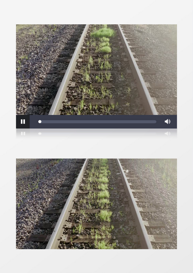 实拍火车轨道中间的绿植实拍视频素材