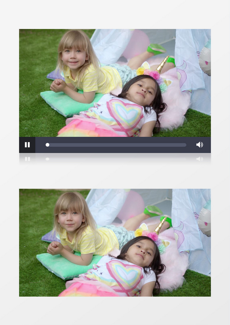 两个小女孩在公园的草地上露营实拍视频素材