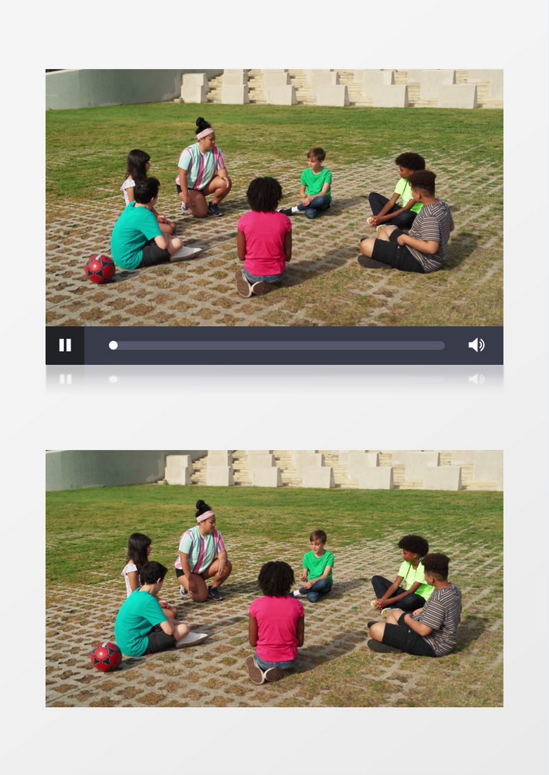 老师和学生在外面做游戏实拍视频素材