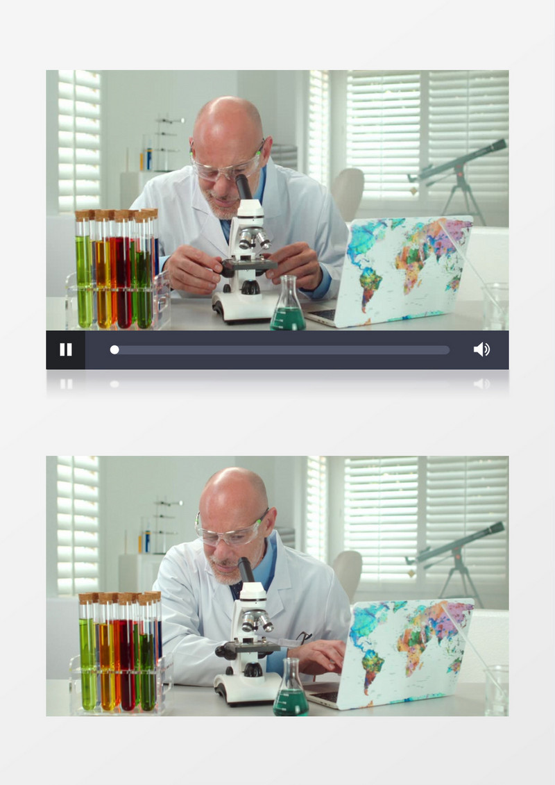 医生在显微镜下观察之后在电脑上记录实拍视频素材