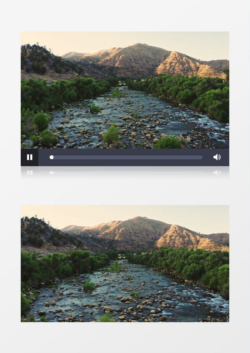 实拍山下的落石和小溪水实拍视频素材