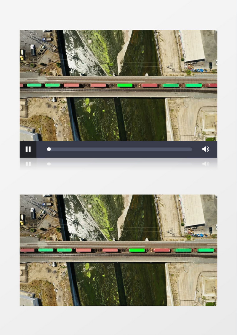 俯拍铁路上的火车通行状况实拍视频素材