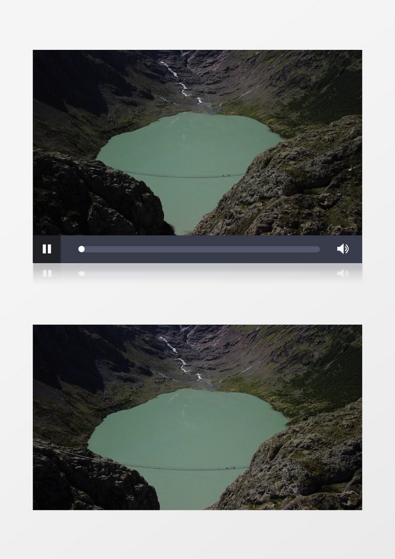 俯拍山川中间的湖泊实拍视频素材