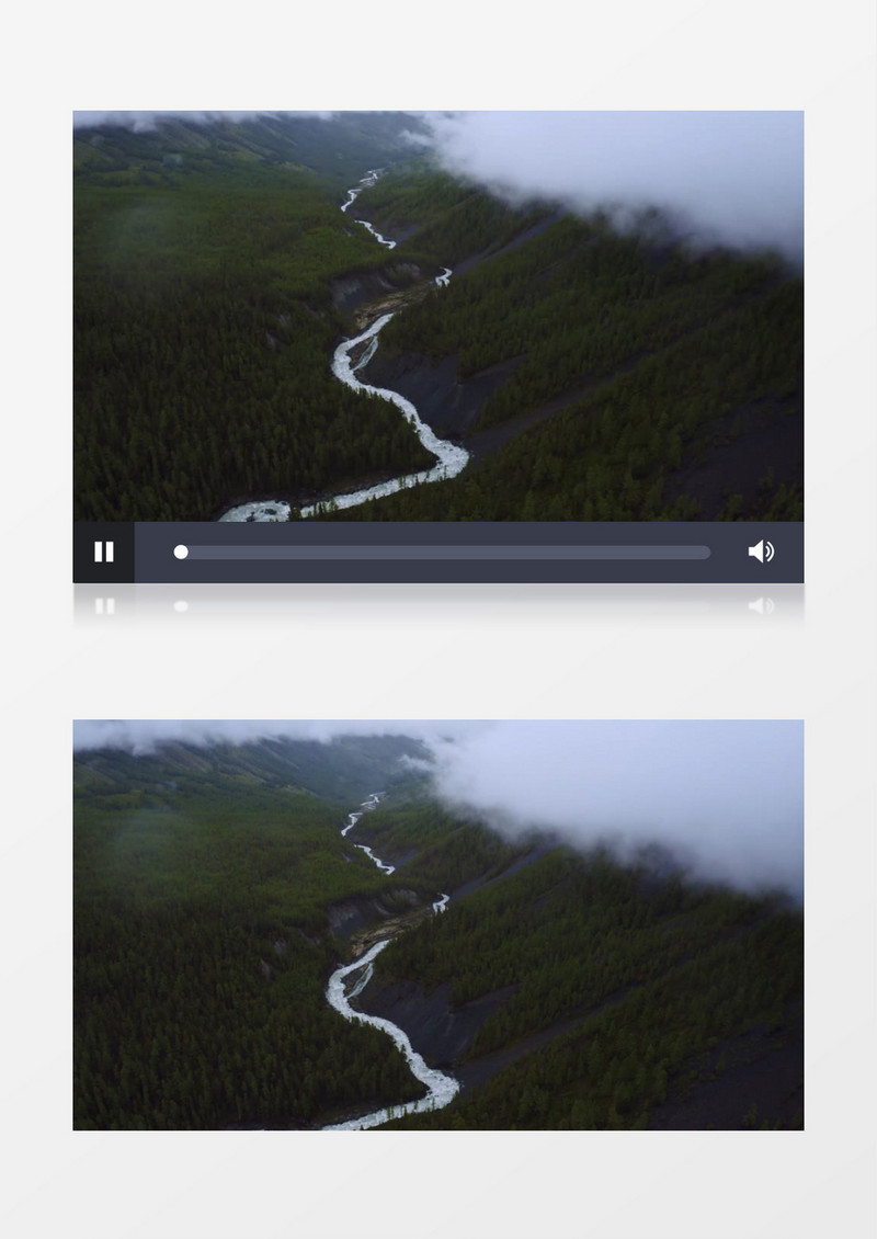 山下蜿蜒的小河和山上茂盛的树林实拍视频素材