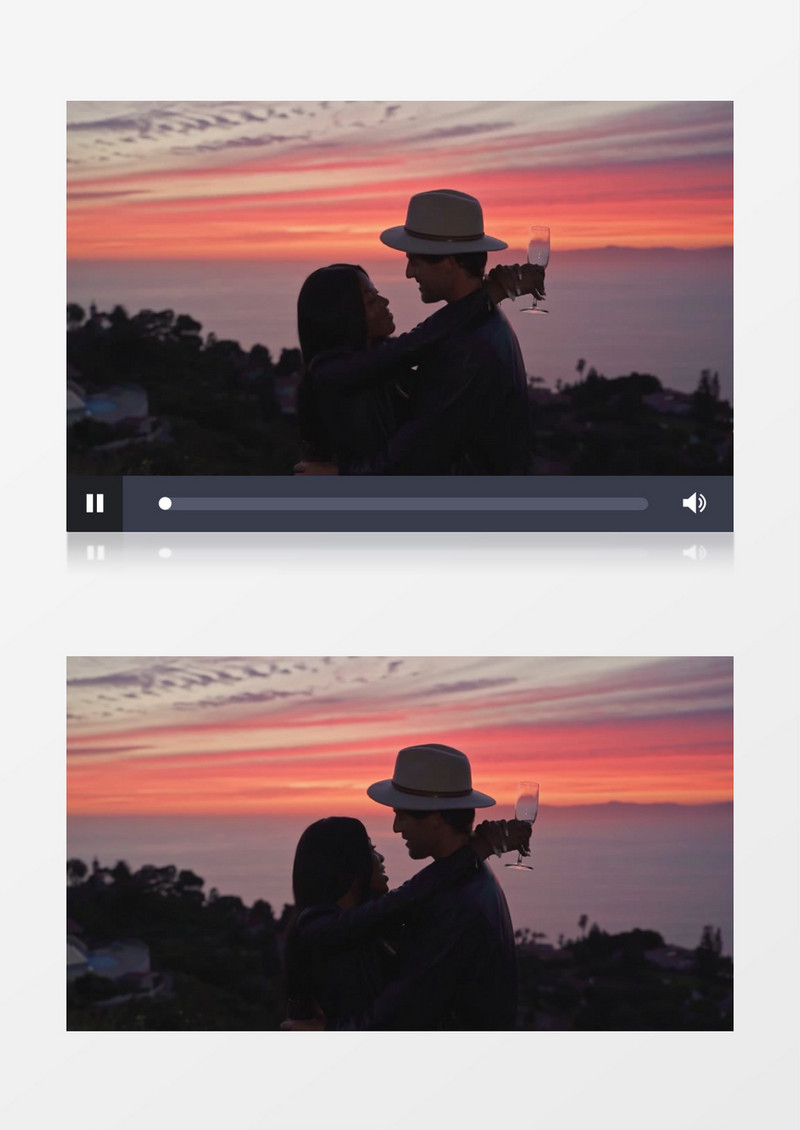 一对情侣相拥在夕阳下交谈实拍视频素材