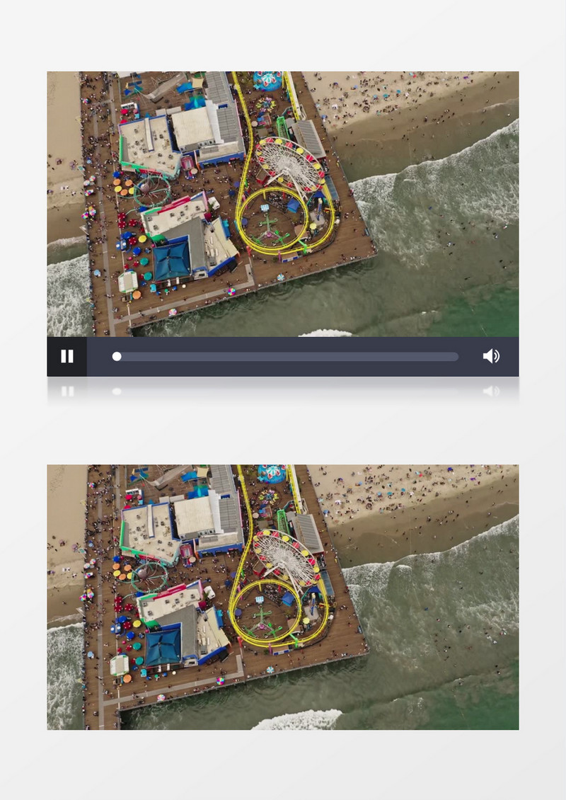 实拍海边的摩天轮和游乐设施实拍视频素材