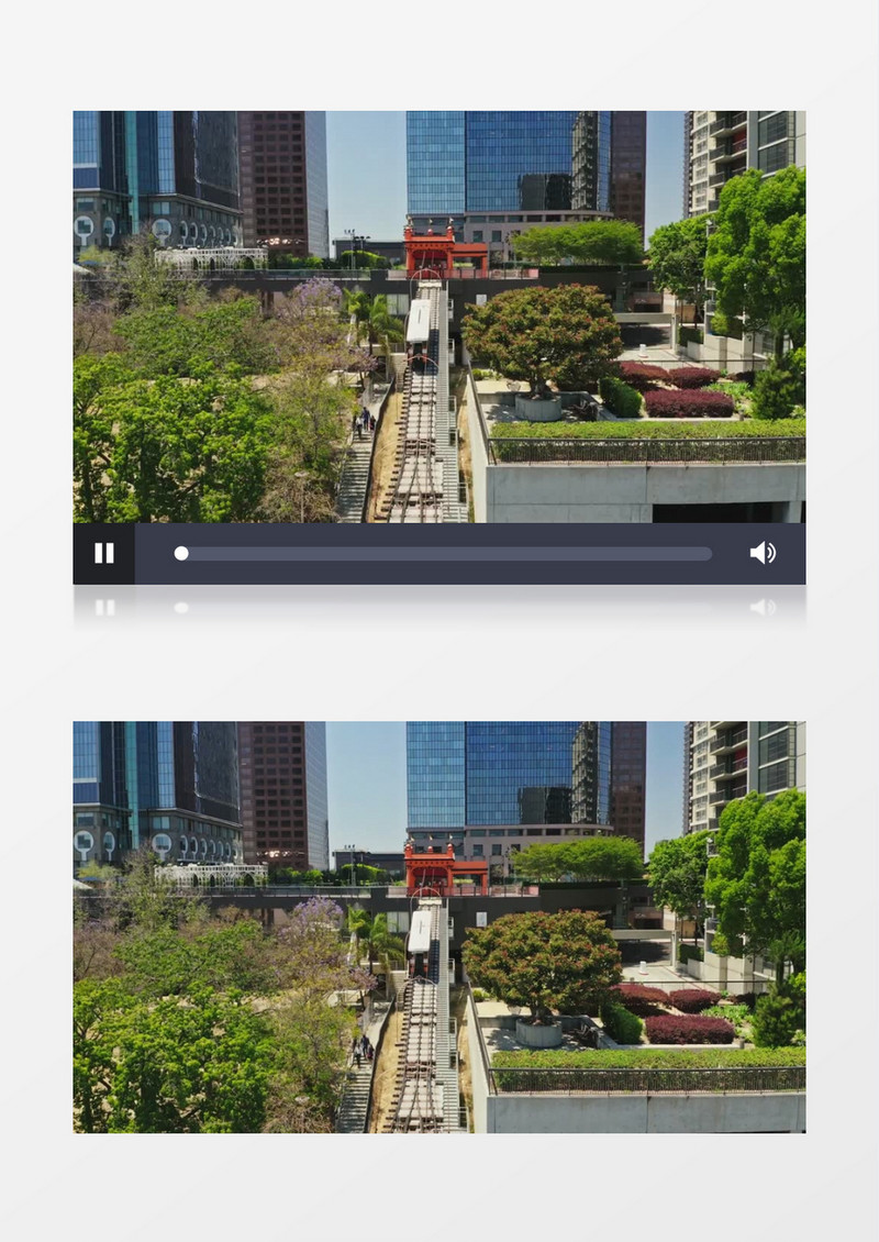 航拍城市观光车和周边景观实拍视频素材