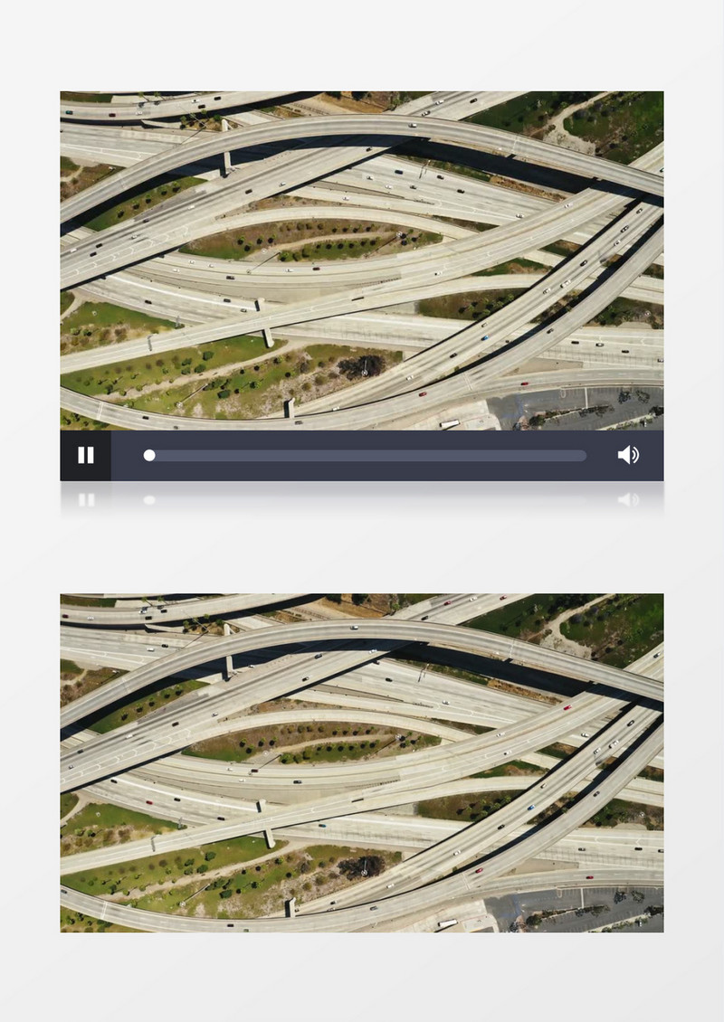俯拍错综的城市交通实拍视频素材