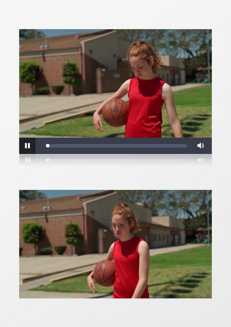 小女孩抱着篮球去水池边喝水实拍视频素材