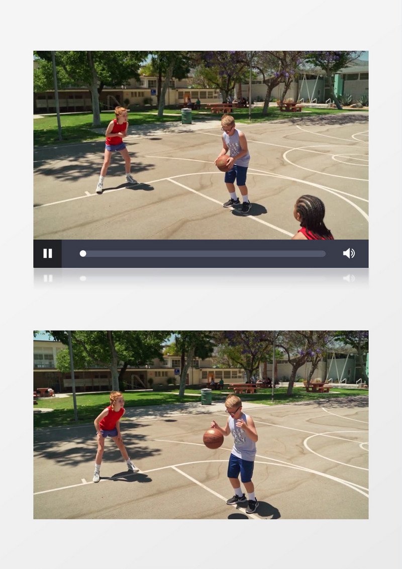三个中学生在打篮球实拍视频素材