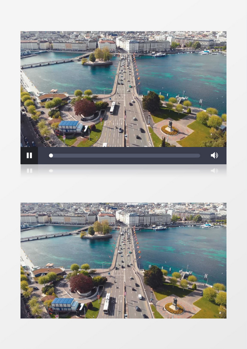 跨河大桥和周边的建筑景观实拍视频素材