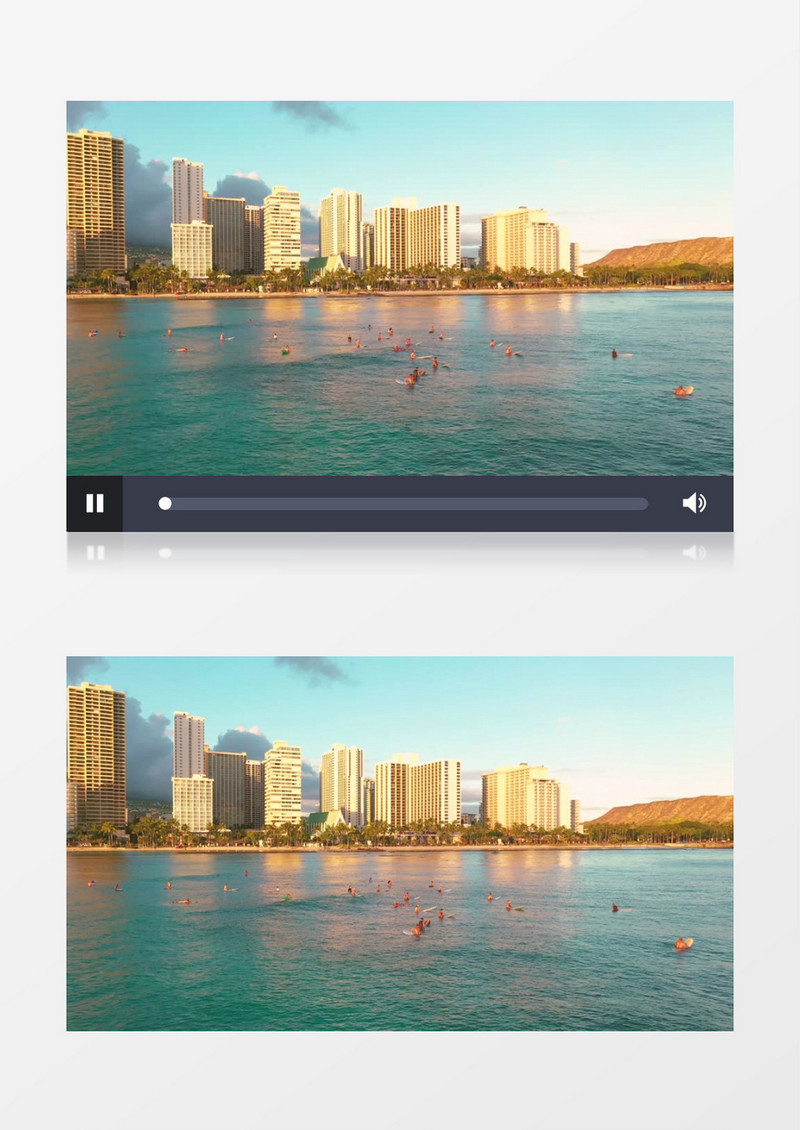 实拍海边城市的黄昏美景实拍视频素材